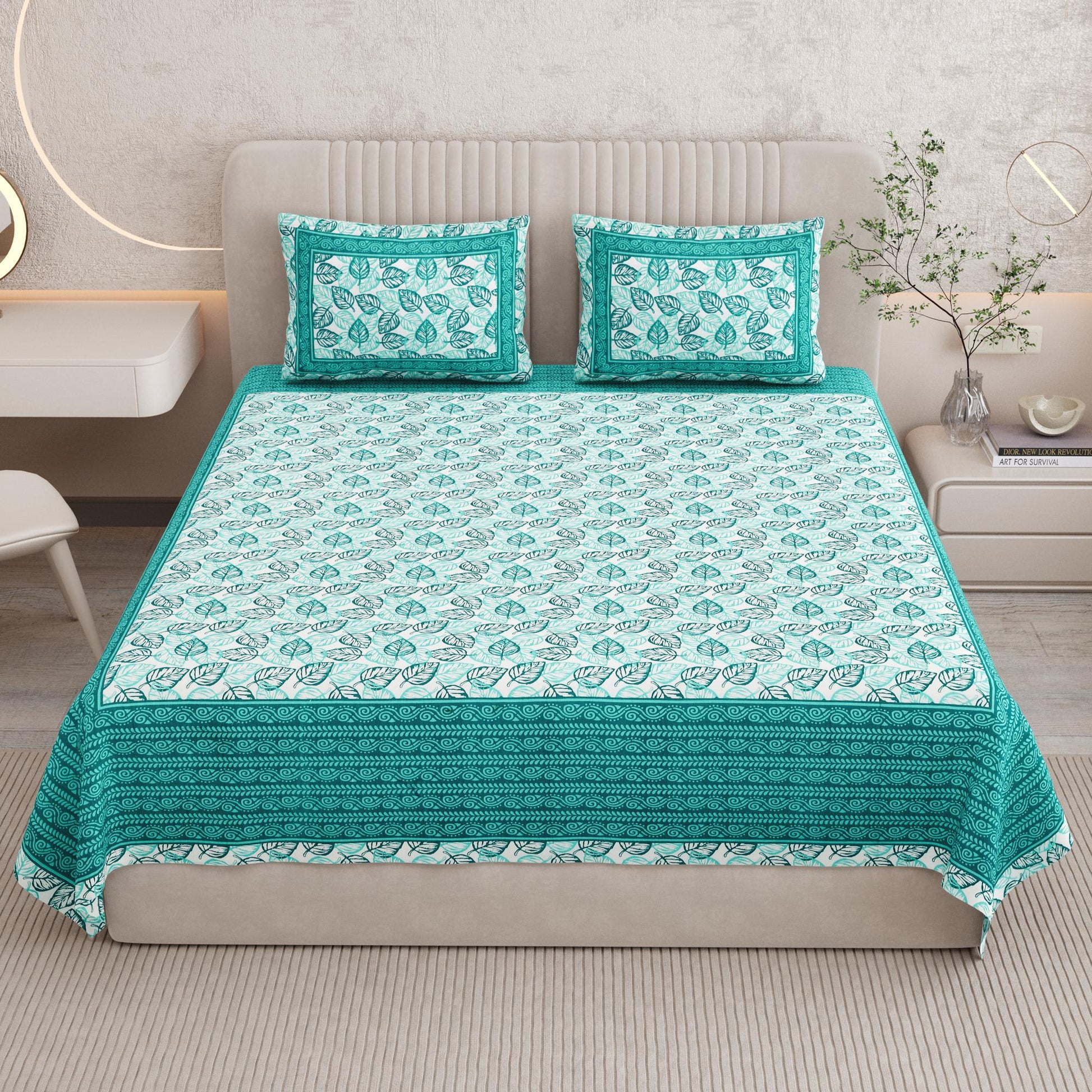 Rajasthani Print Cotton Double Bedsheet with 2 Pillow Covers