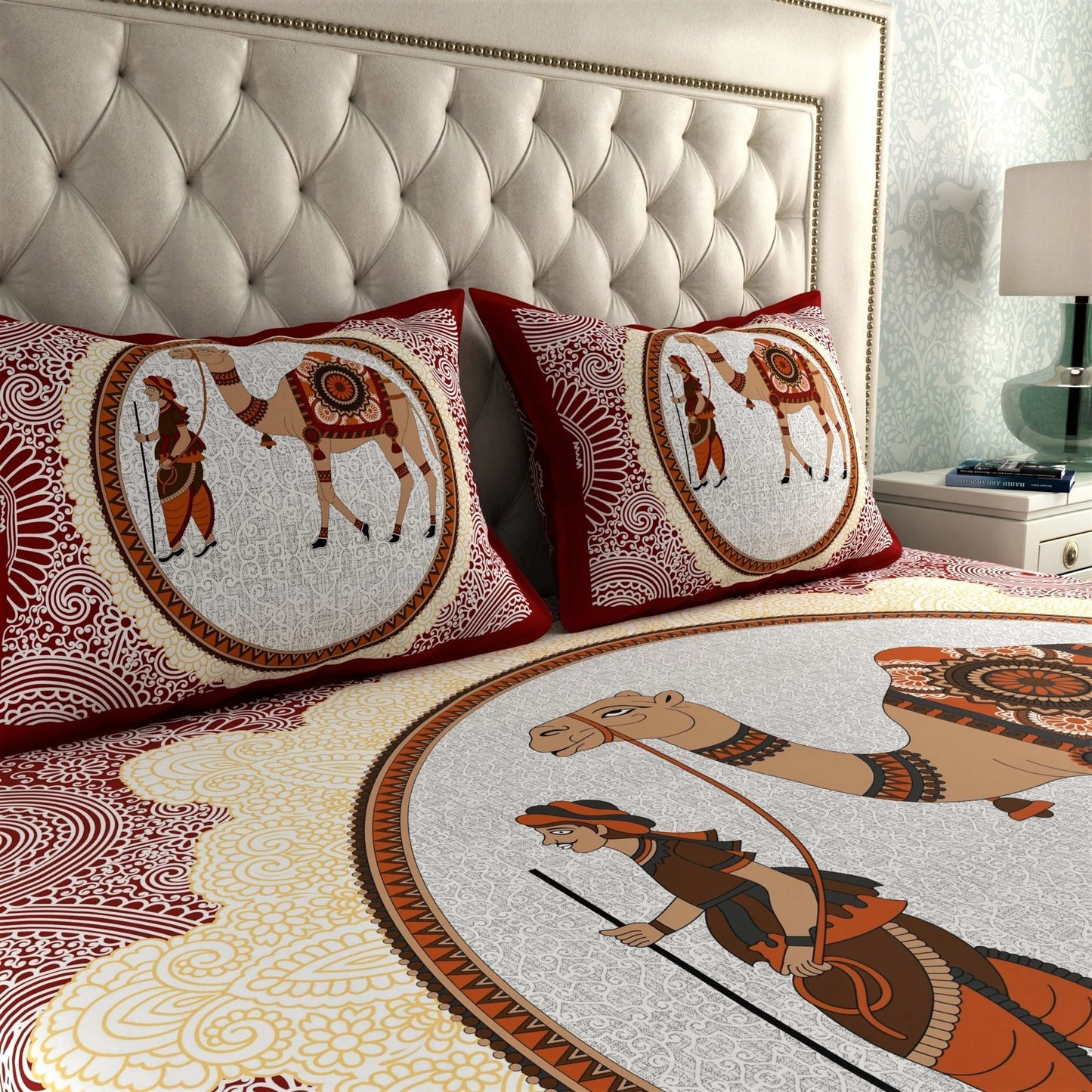 Rajasthani Print Cotton Double Bedsheet with 2 Pillow Covers
