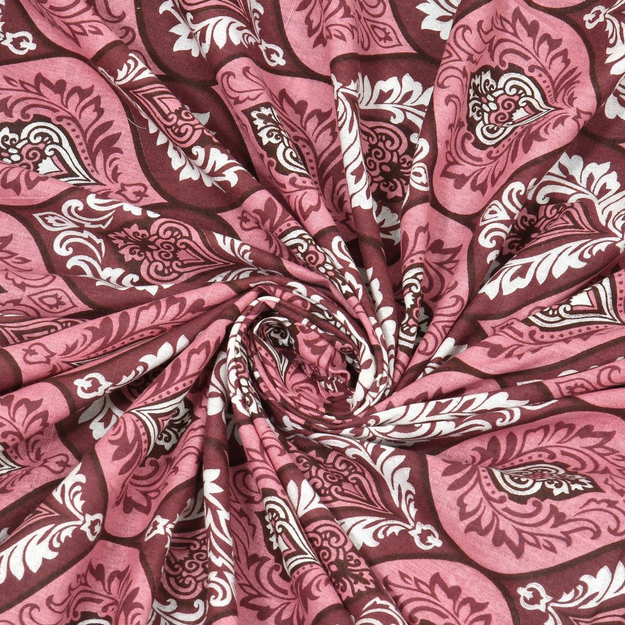 Rajasthani Print Cotton Double Bedsheet with 2 Pillow Covers  (Pack of 1, Maroon )