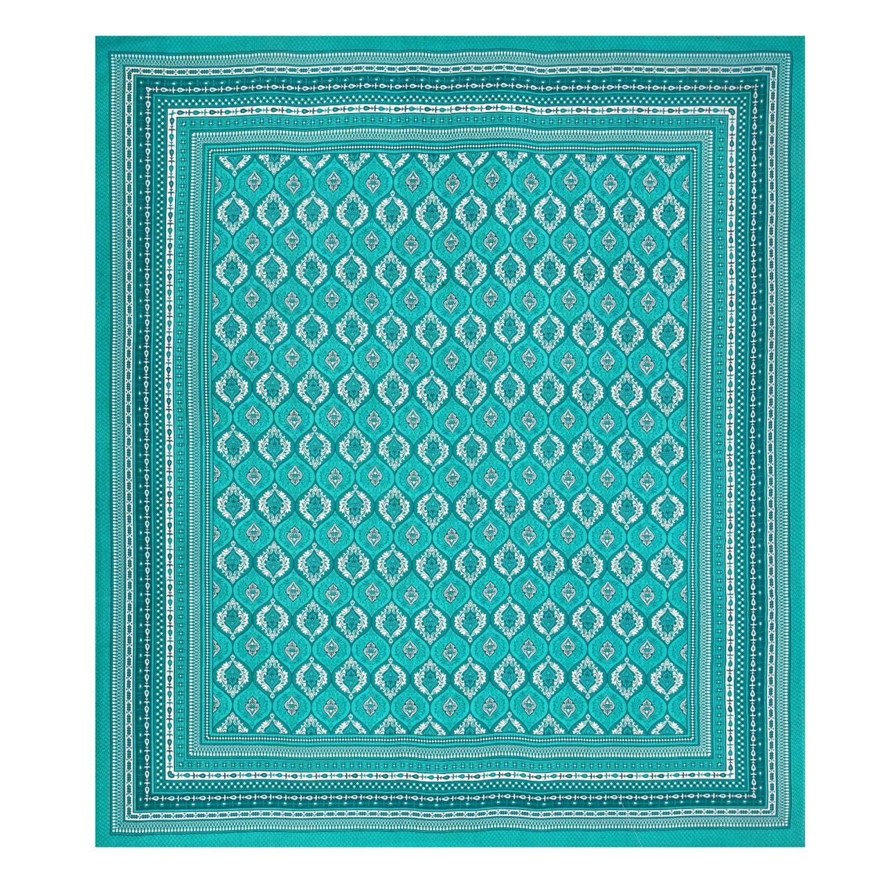 Rajasthani Print Cotton Double Bedsheet with 2 Pillow Covers  (Pack of 1, Sea Green )