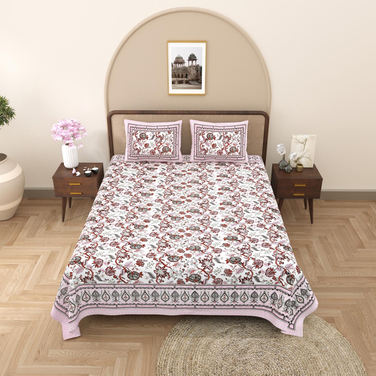 Rajasthan Royal Super Fine Cotton Block Print King Size Bedsheet