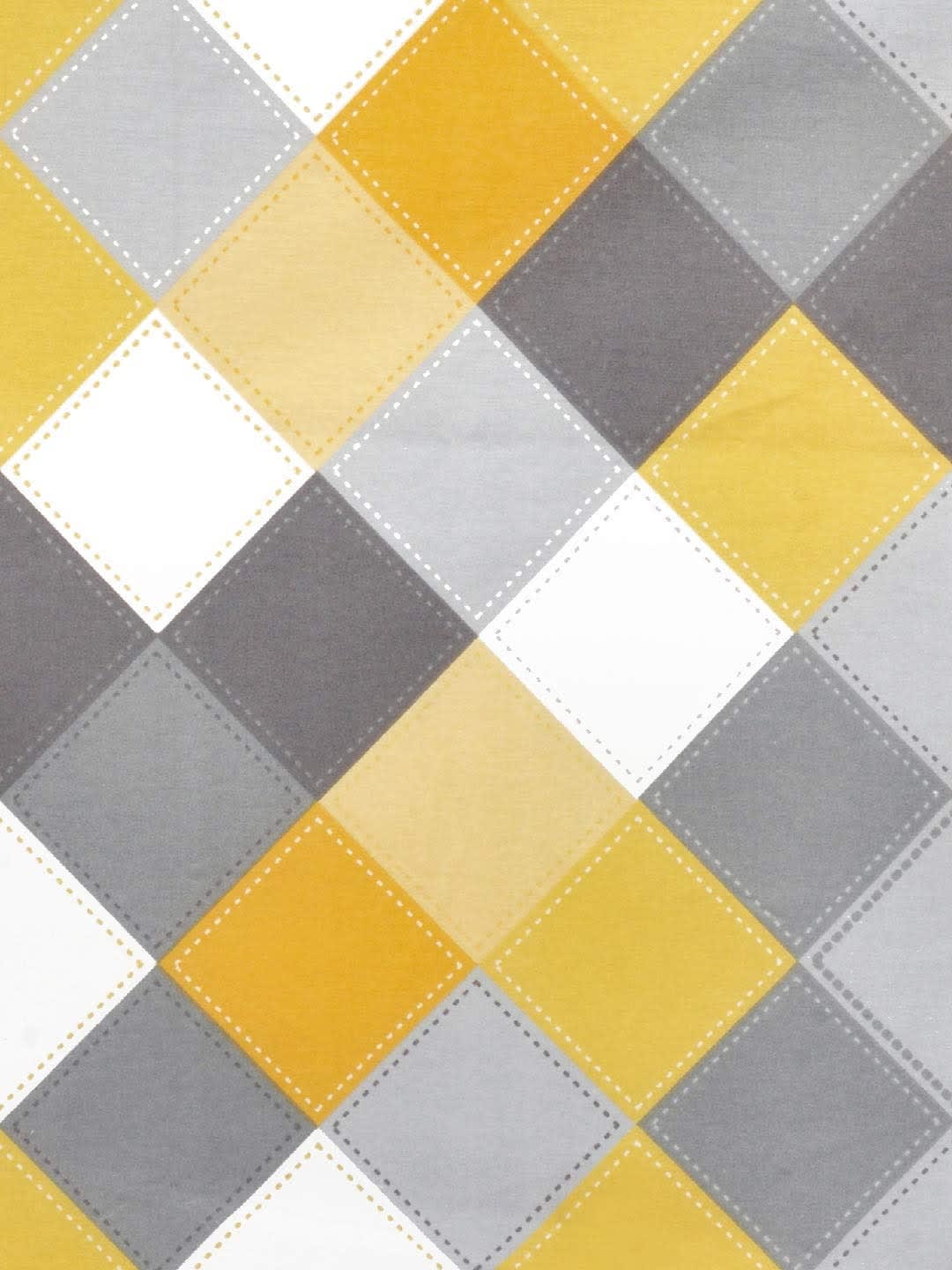 Cotton Double Checkered Flat Bedsheet (Pack of 1, Yellow)