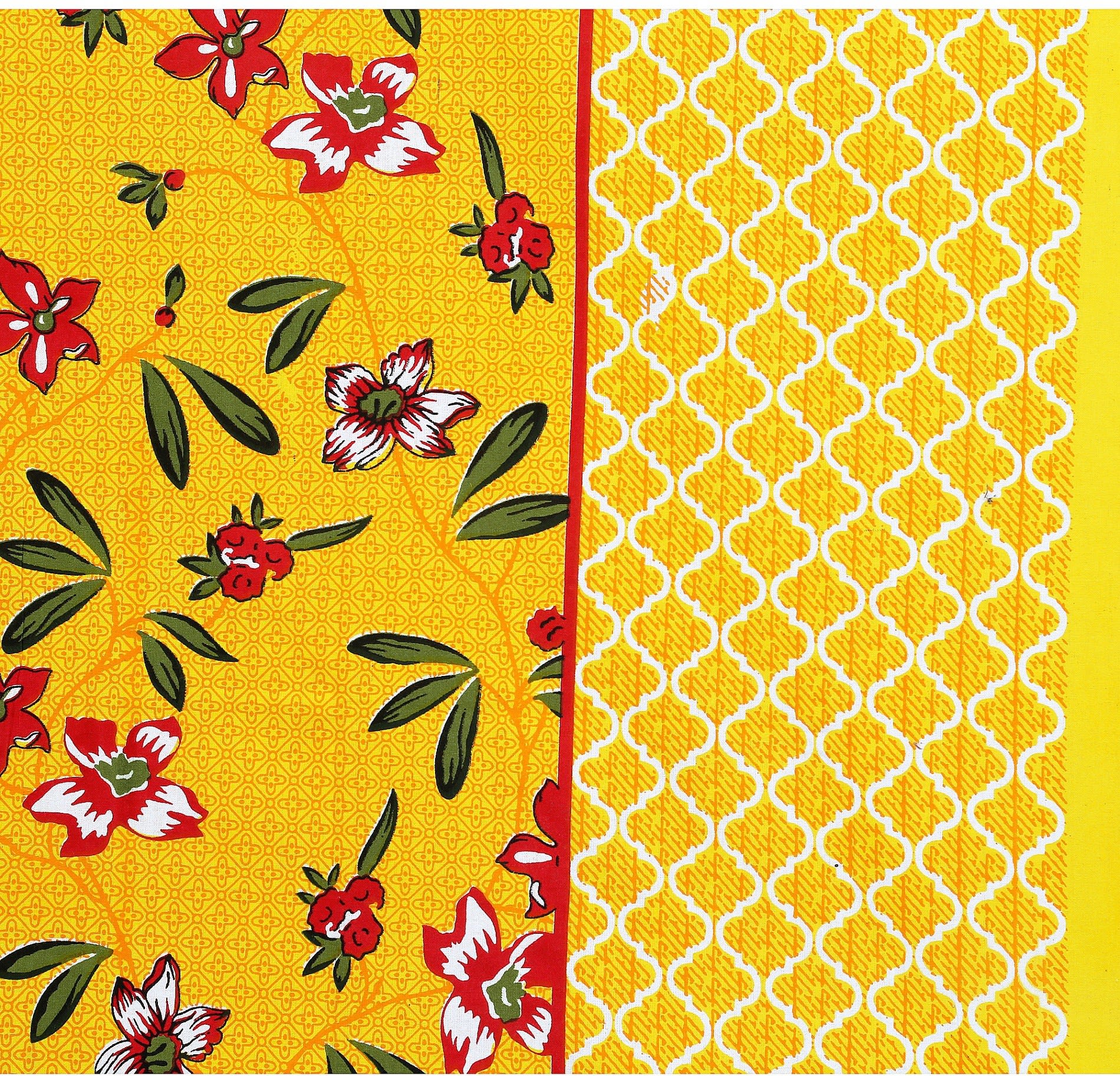 100% Cotton Printed Single Bedsheet (Yellow)