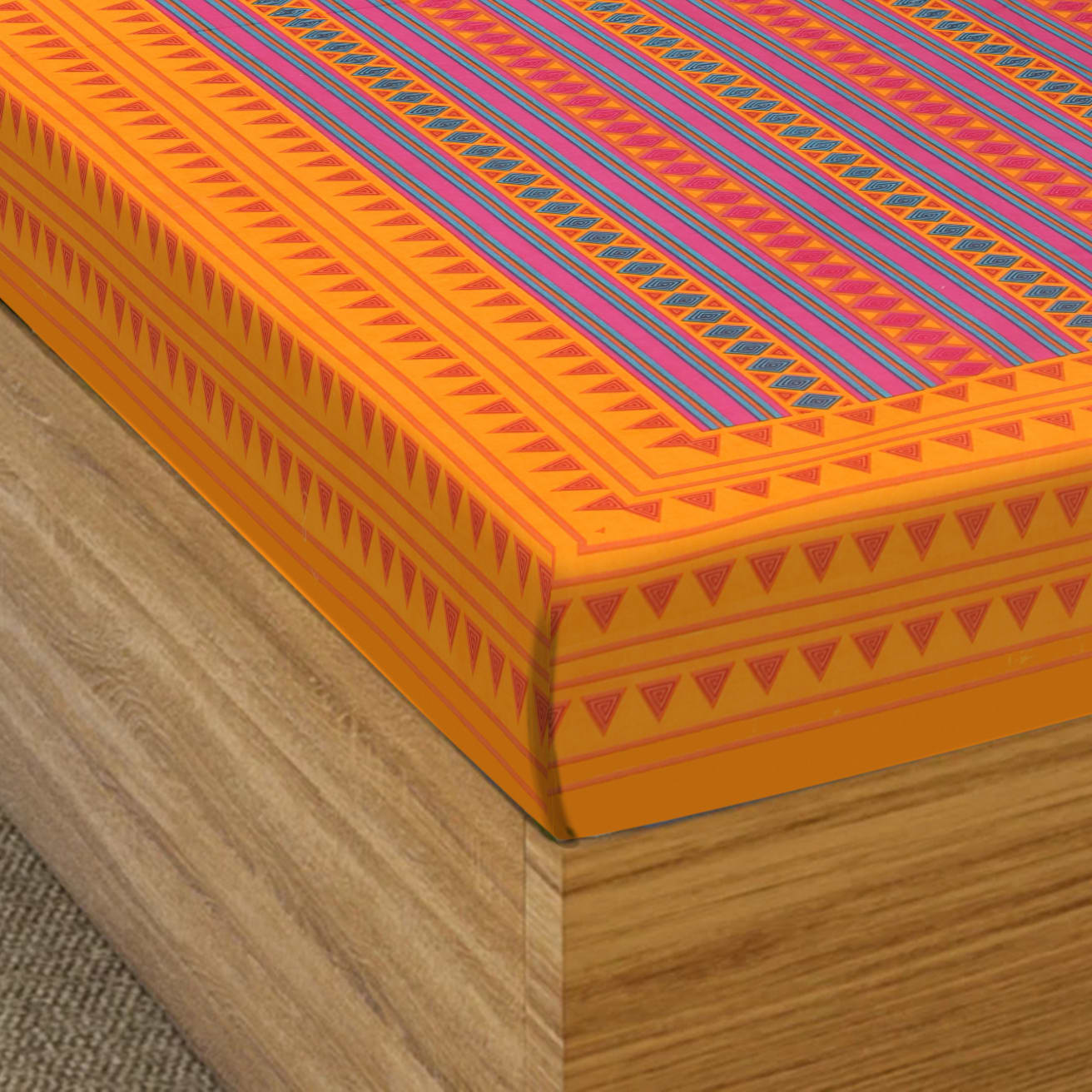 100% Cotton Printed Single Bedsheet (Yellow)