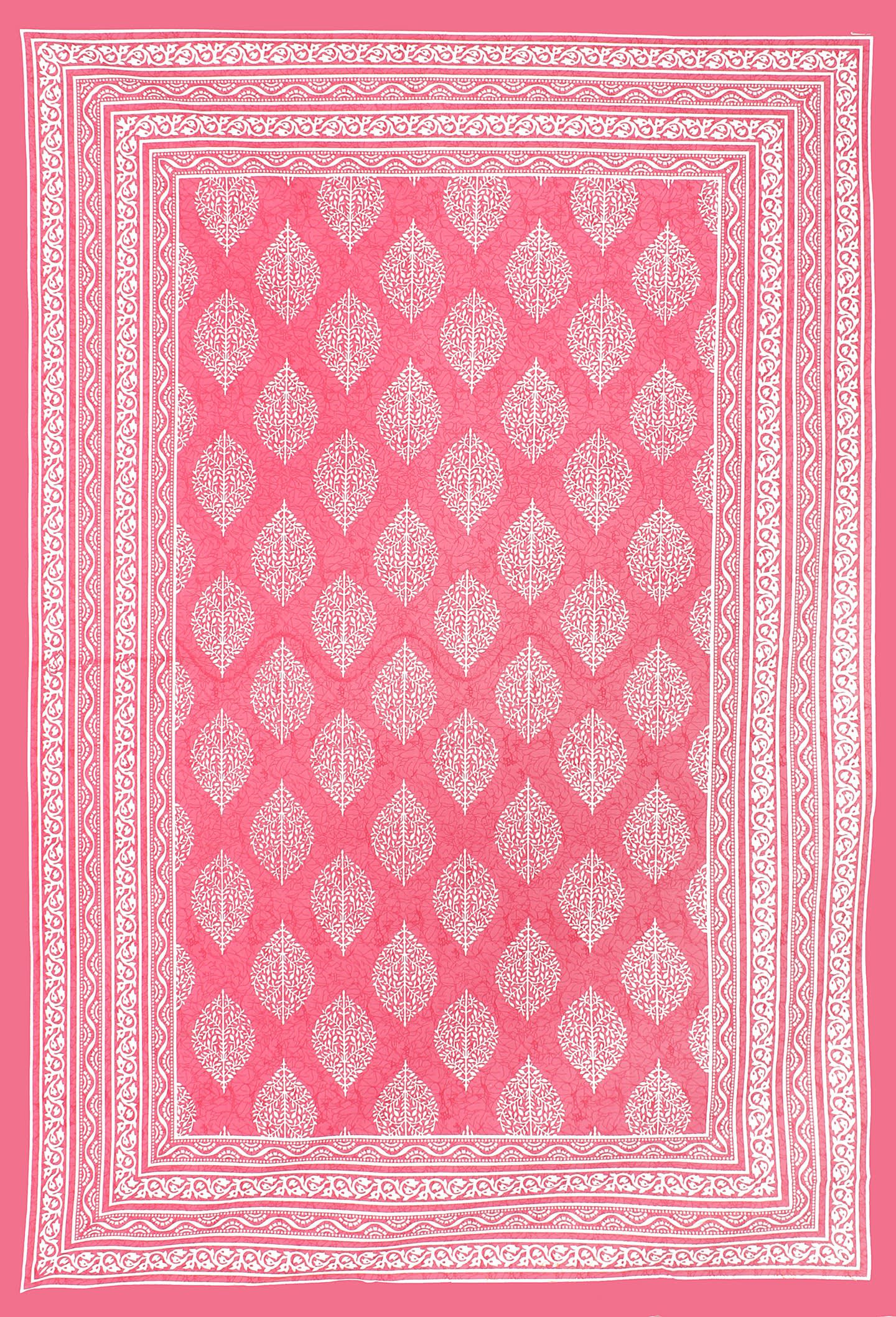 Jaipuri Prints Cotton Single Bedsheet (Pink)