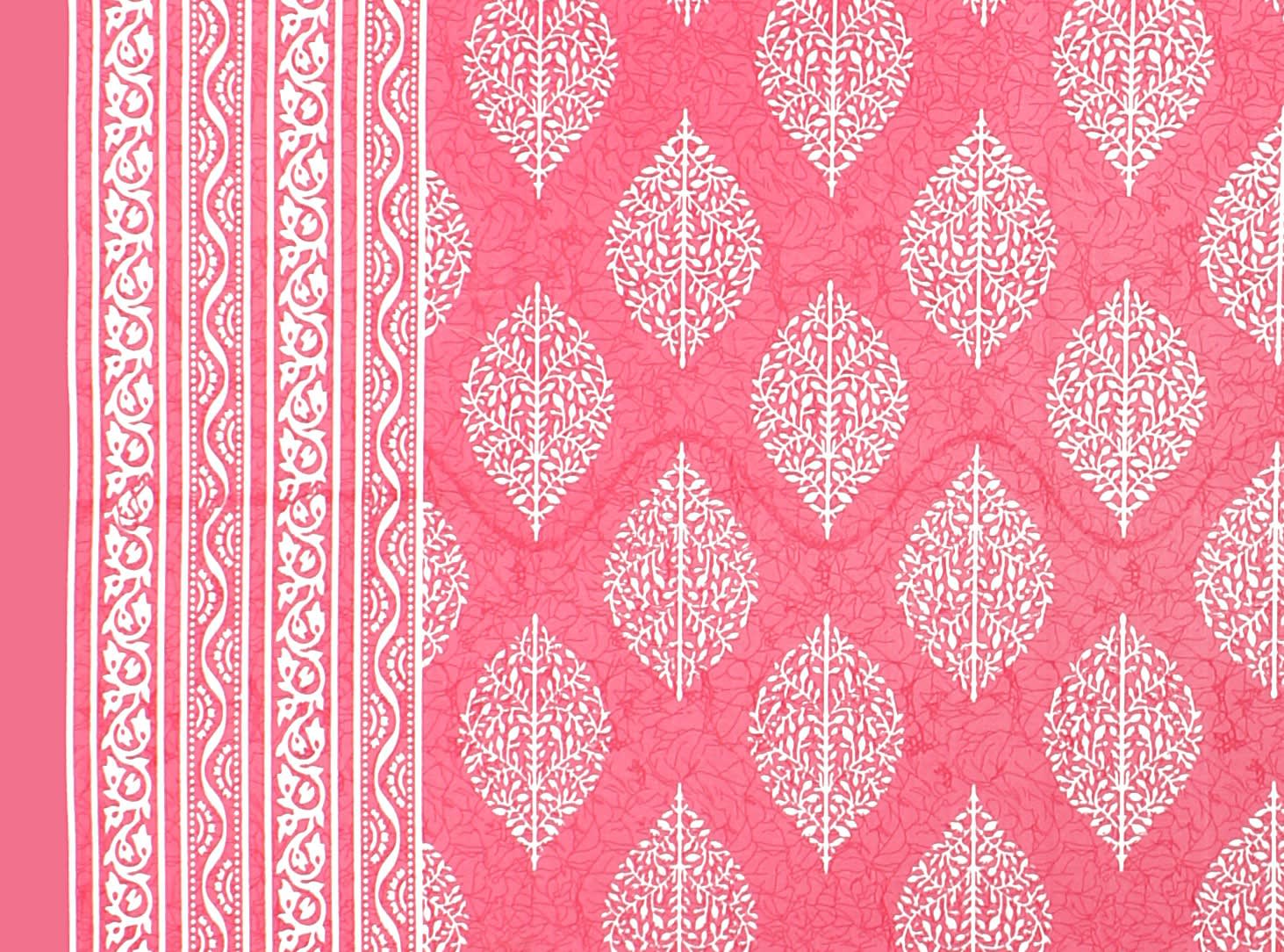 Jaipuri Prints Cotton Single Bedsheet (Pink)