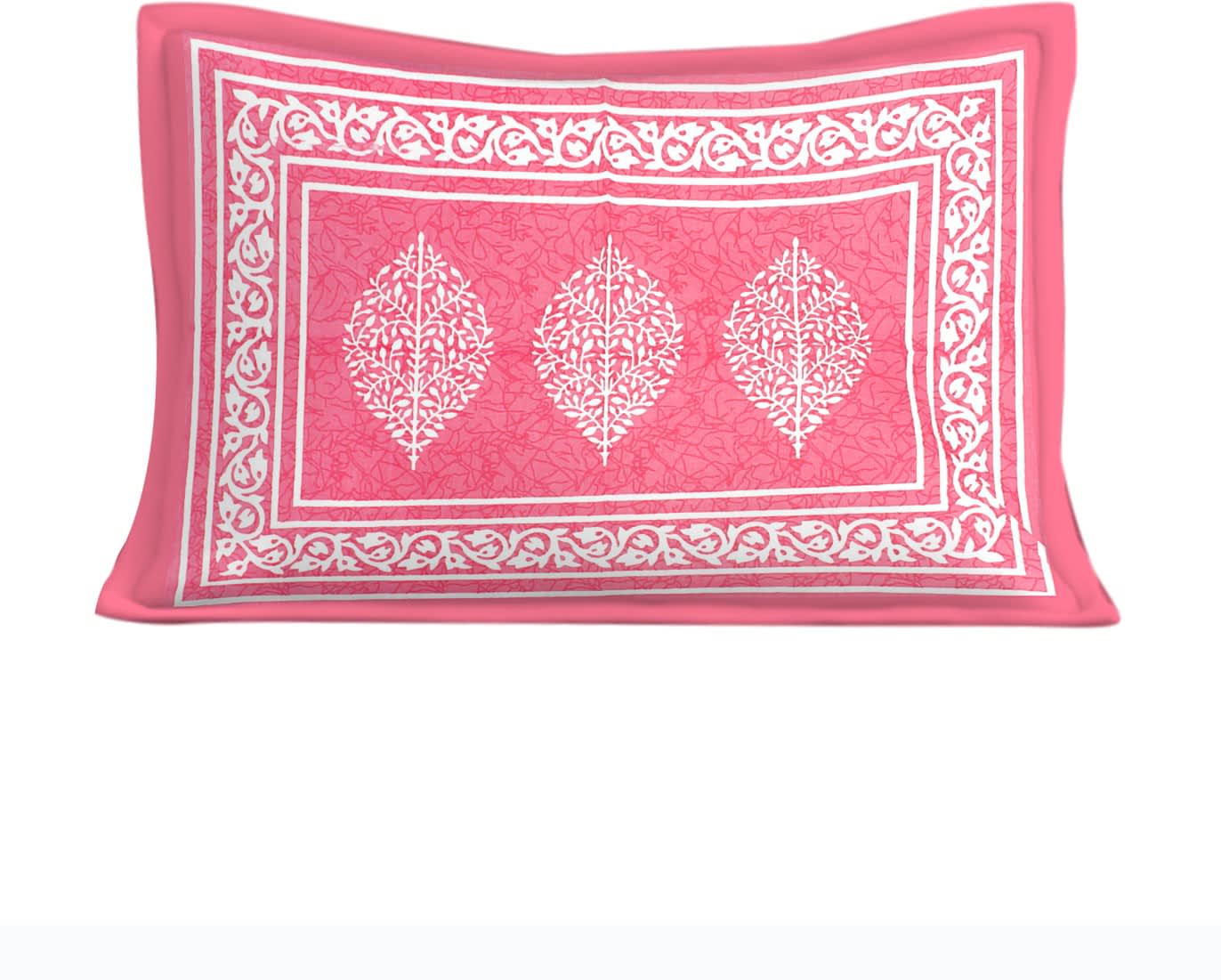 Jaipuri Prints Cotton Single Bedsheet (Pink)