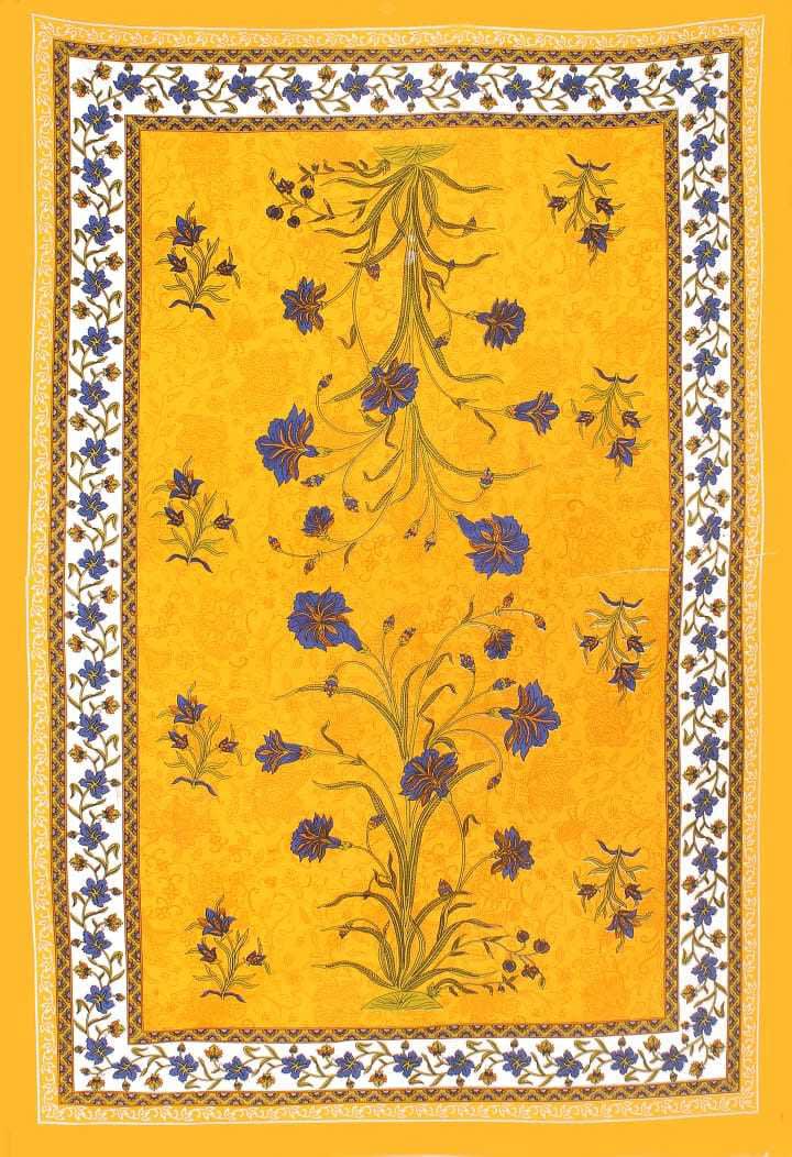 Jaipuri Prints Cotton Single Bedsheet (Yellow)