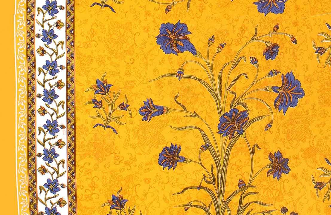 Jaipuri Prints Cotton Single Bedsheet (Yellow)