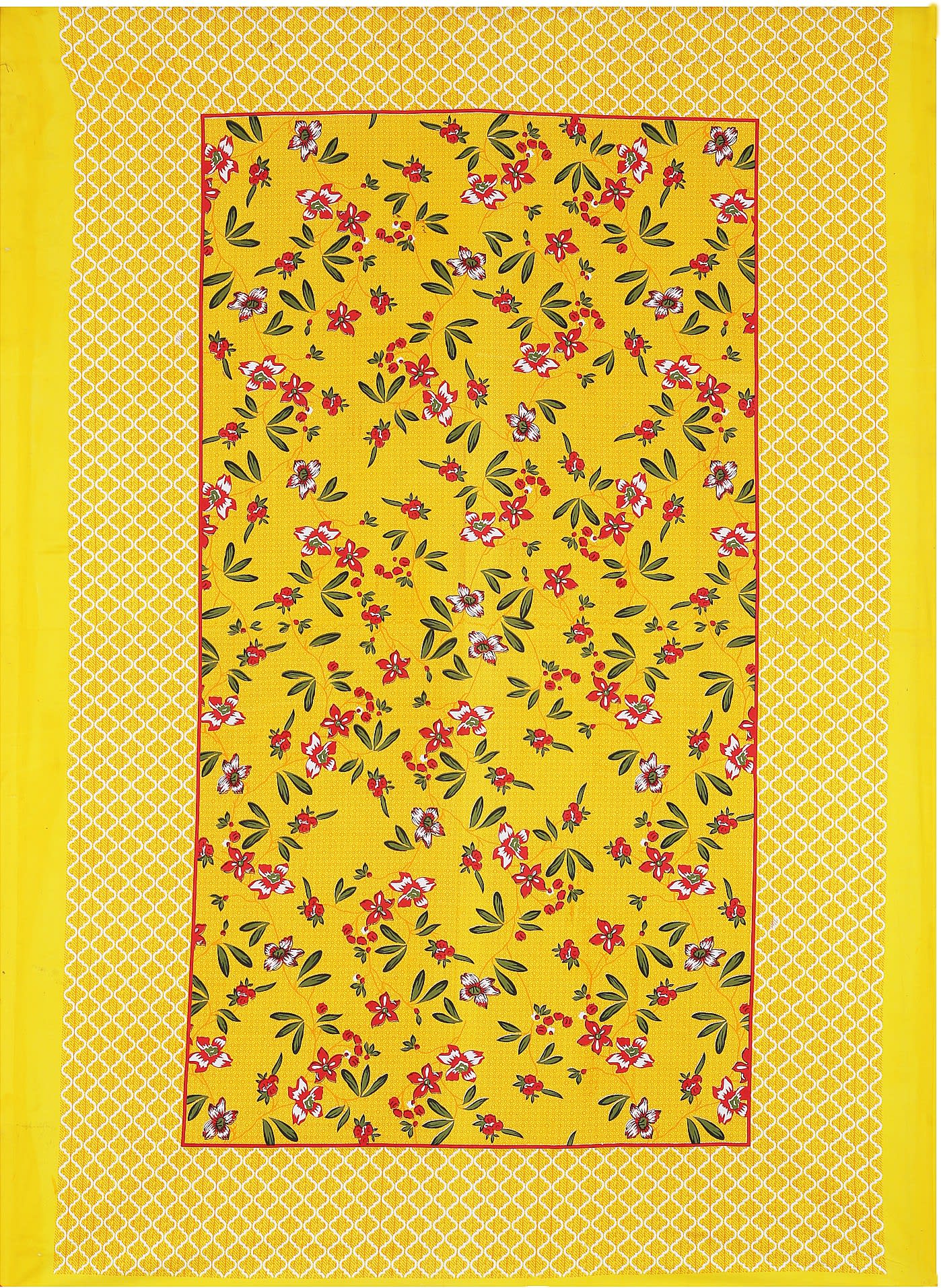 Jaipuri Prints Cotton Single Bedsheet (Yellow)