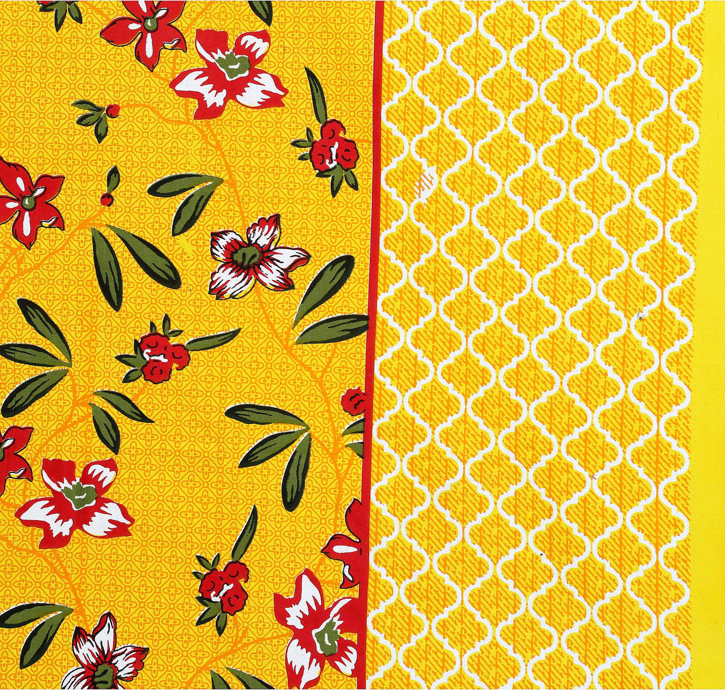 Jaipuri Prints Cotton Single Bedsheet (Yellow)