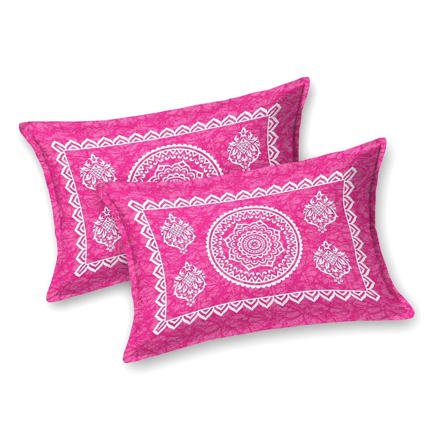 Traditional Mandala Jaipuri Printed Bedsheet (Pink)