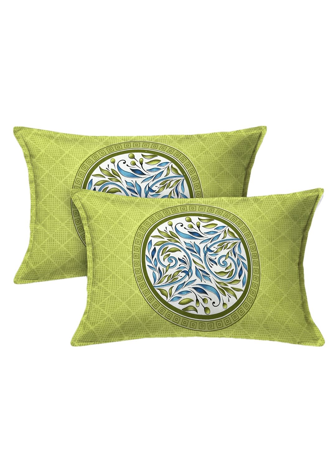 Jaipuri Prints Cotton Double Bedsheet (Green)
