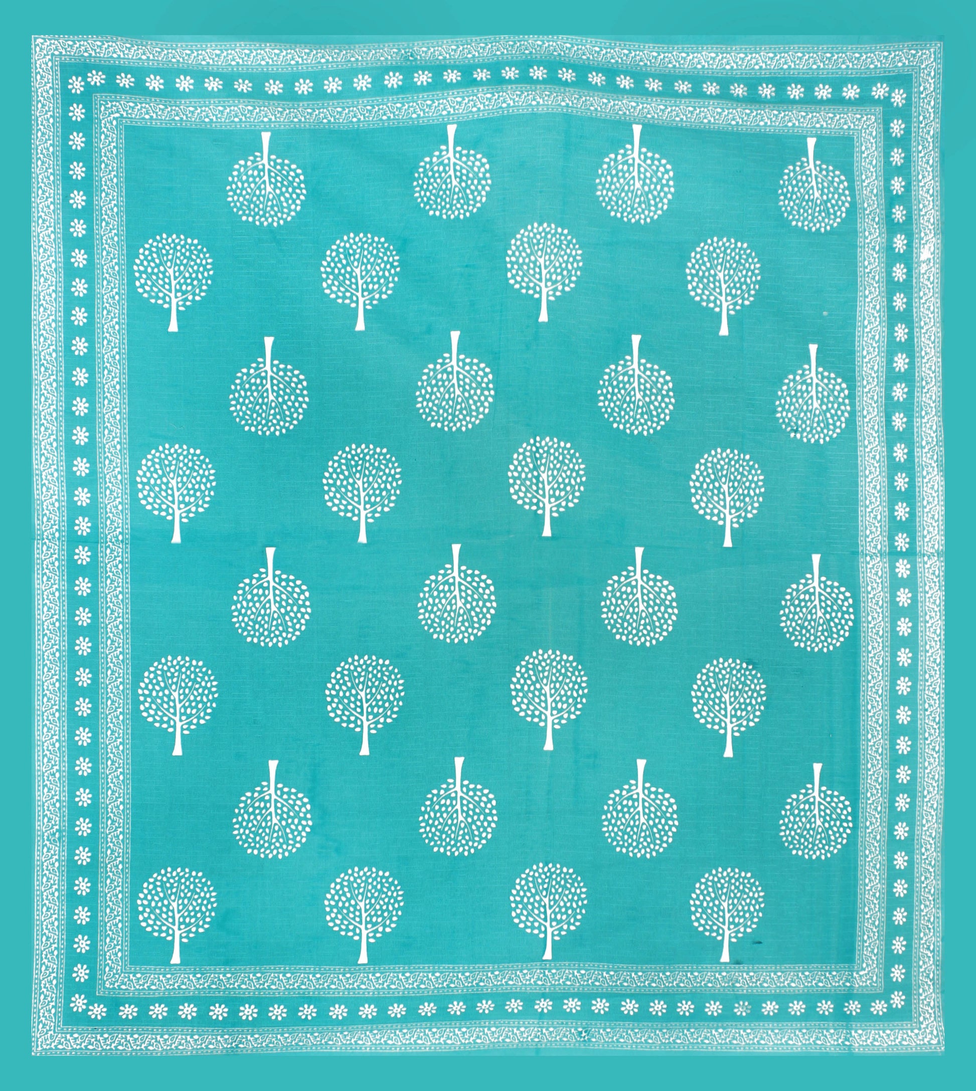Jaipuri Prints Cotton Double Bedsheet (Green)