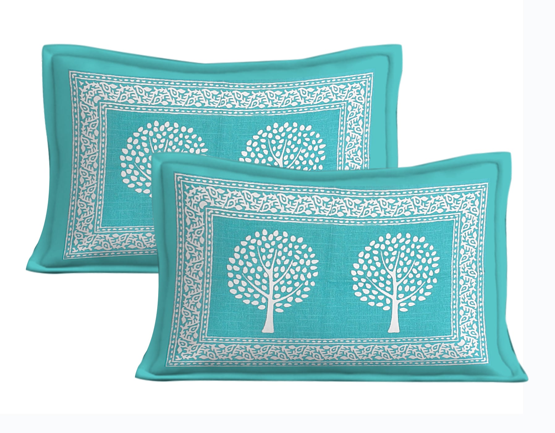 Jaipuri Prints Cotton Double Bedsheet (Green)