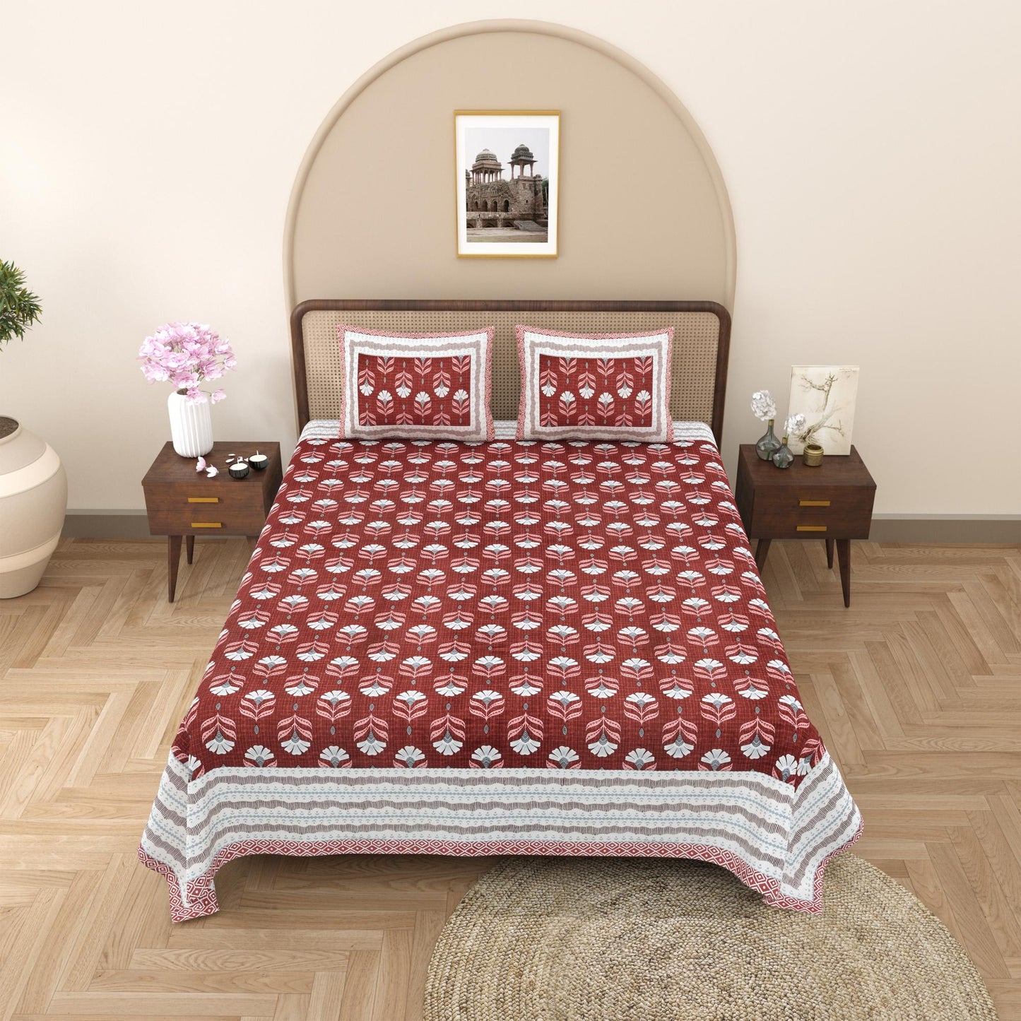 Rajasthan Royal Super Fine Cotton Block Print King Size Bedsheet