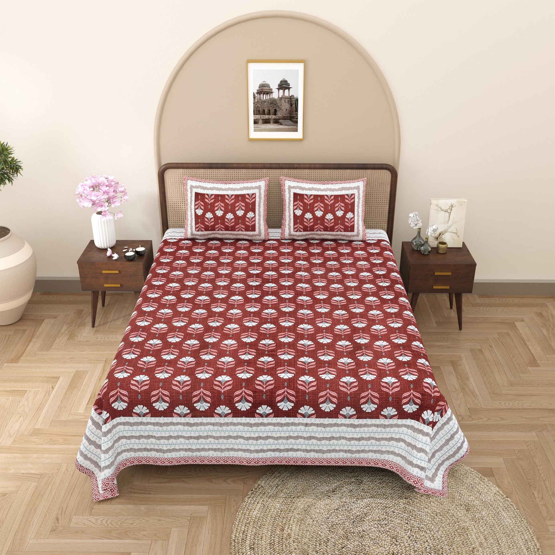 Rajasthan Royal Super Fine Cotton Block Print King Size Bedsheet