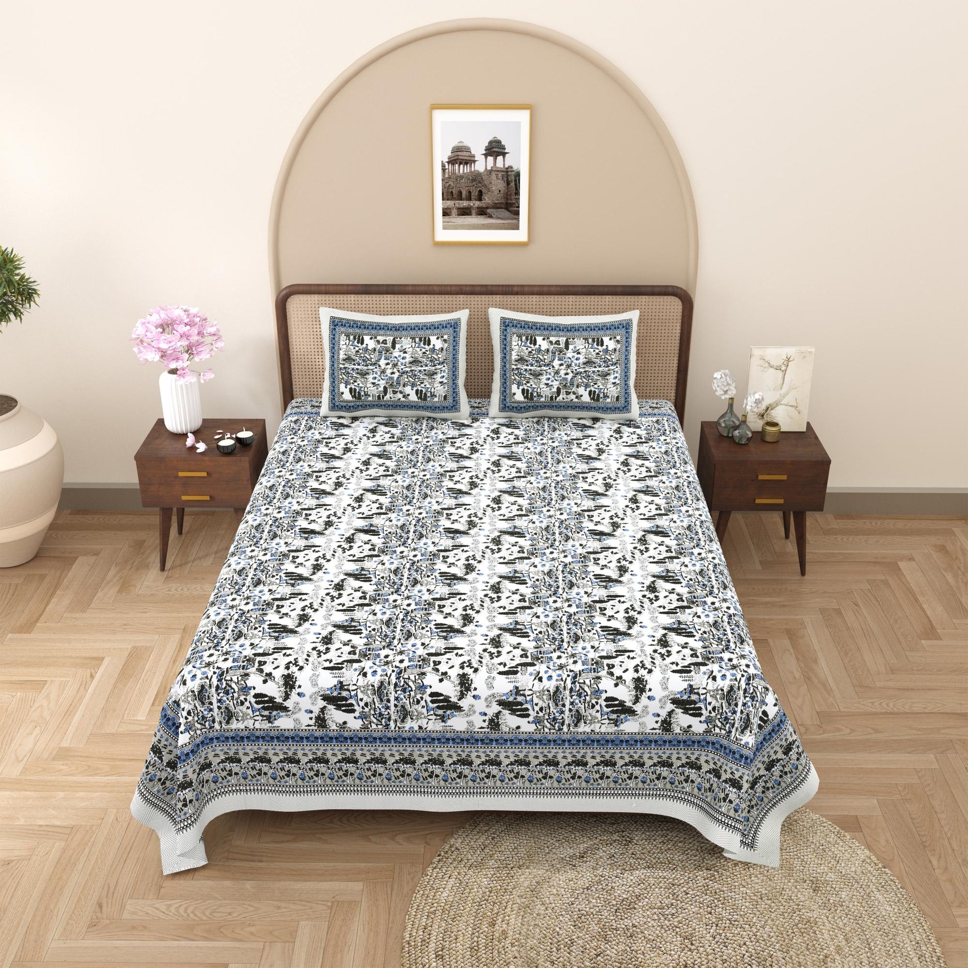 Rajasthan Royal Super Fine Cotton Block Print King Size Bedsheet