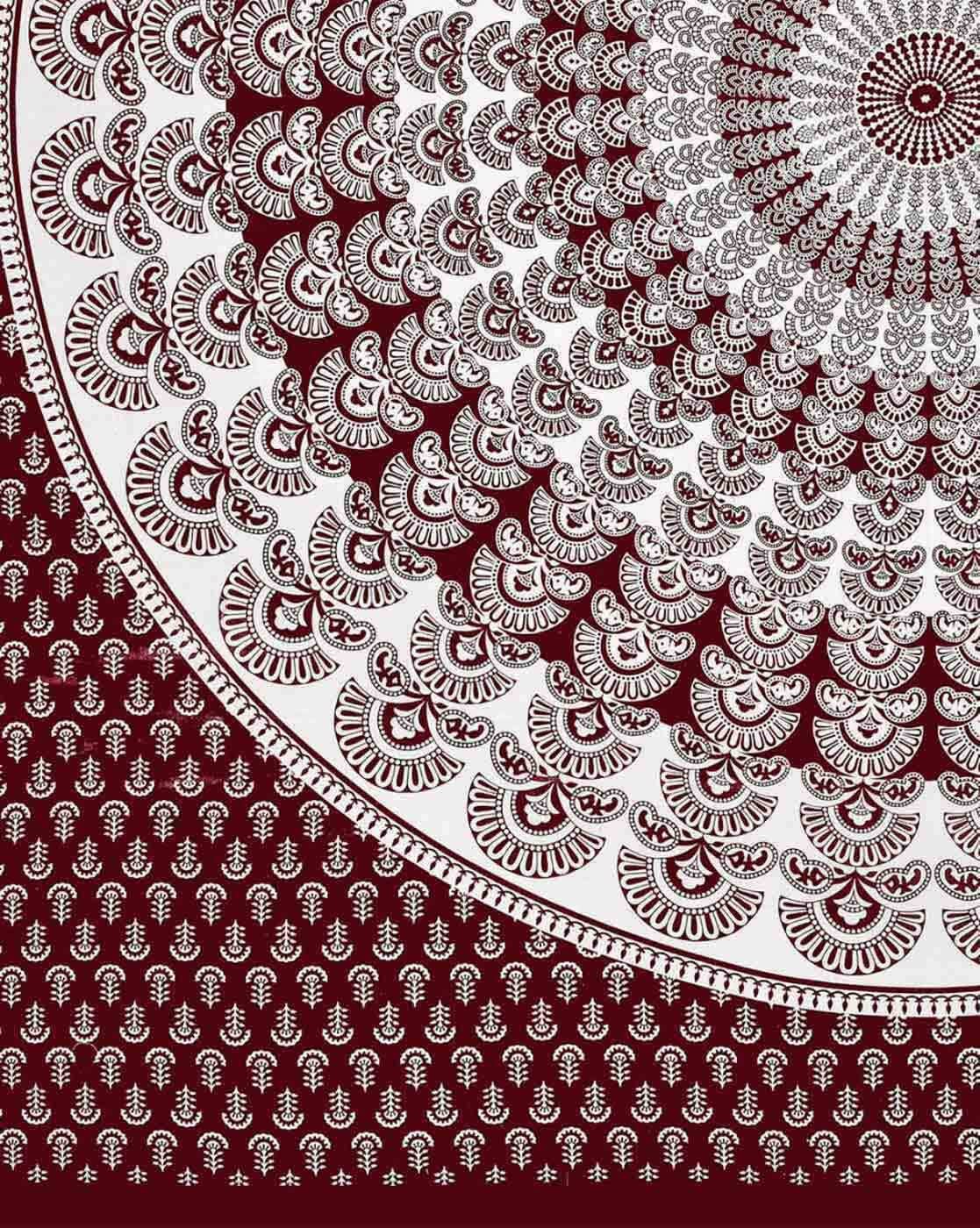 Jaipur Print  Cotton Double Printed Flat Bedsheet  (Pack of 1, Maroon)