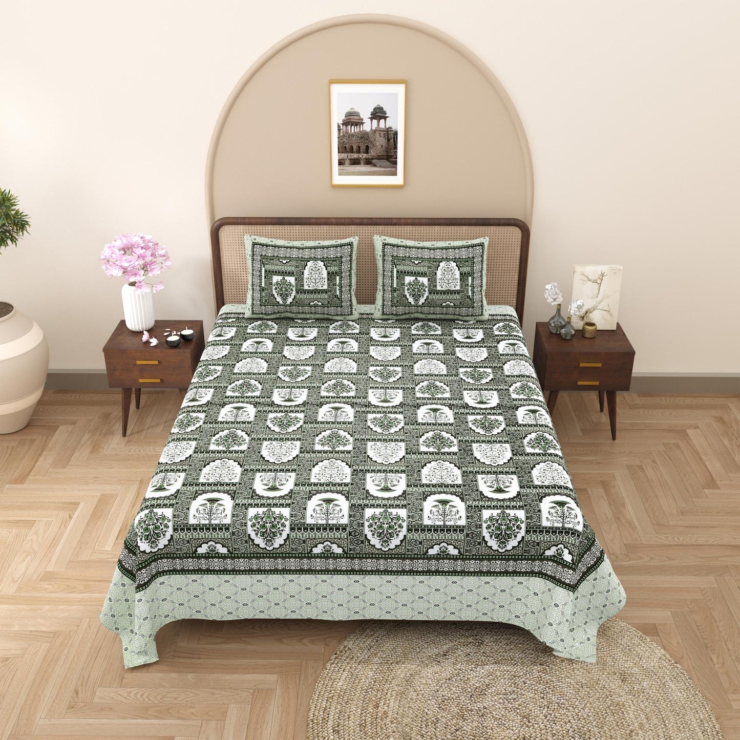 Rajasthan Royal Super Fine Cotton Block Print King Size Bedsheet