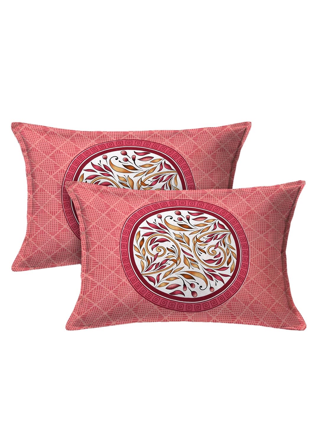 Jaipuri Prints Cotton Double Bedsheet (Pink)