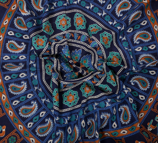100% Cotton Printed King Bedsheet (Blue)