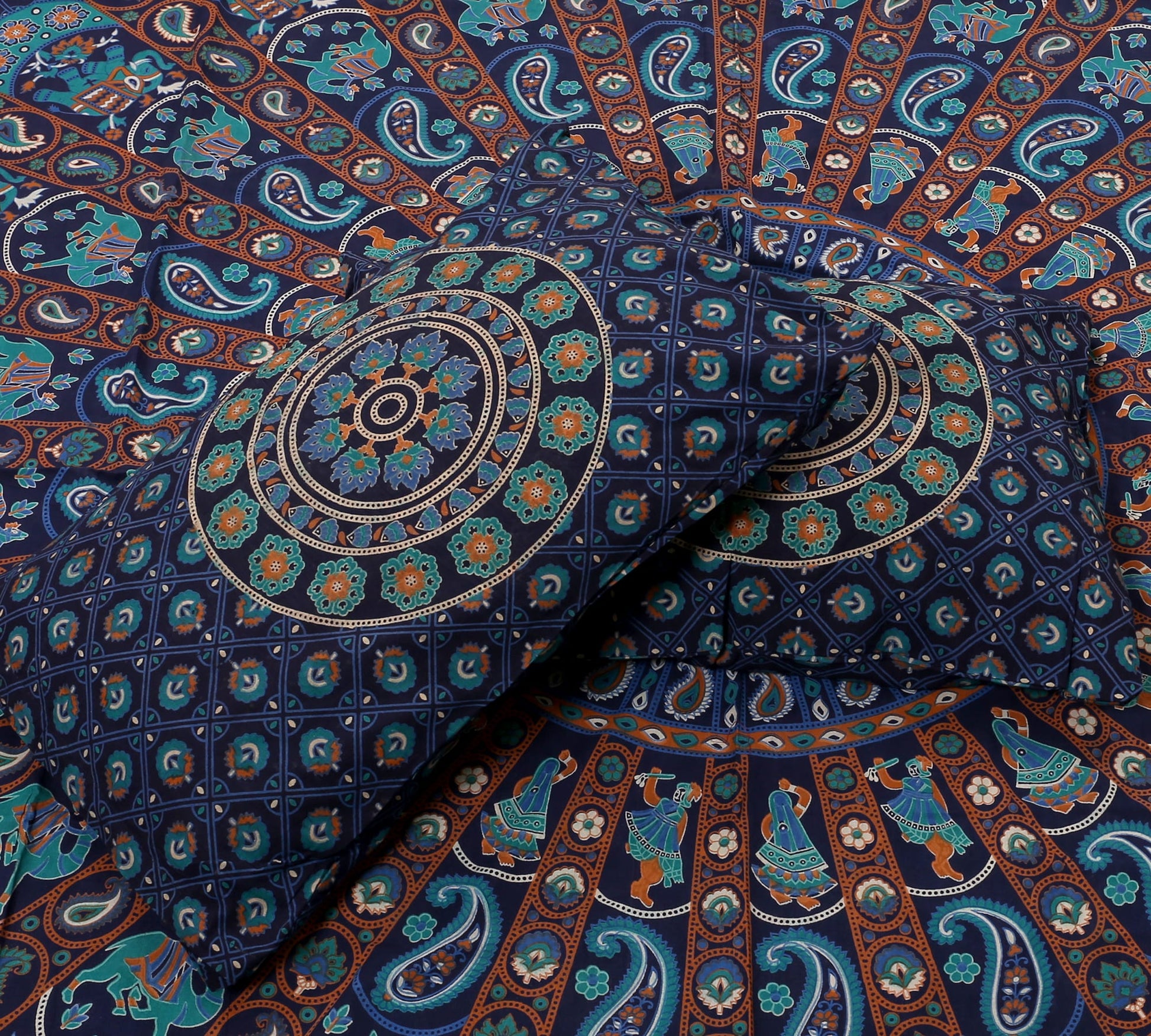 100% Cotton Printed King Bedsheet (Blue)