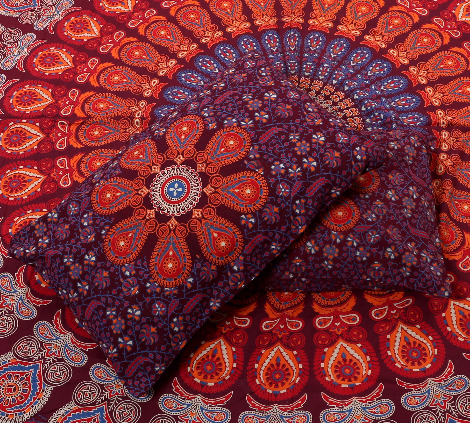 100% Cotton Printed King Bedsheet (Maroon)
