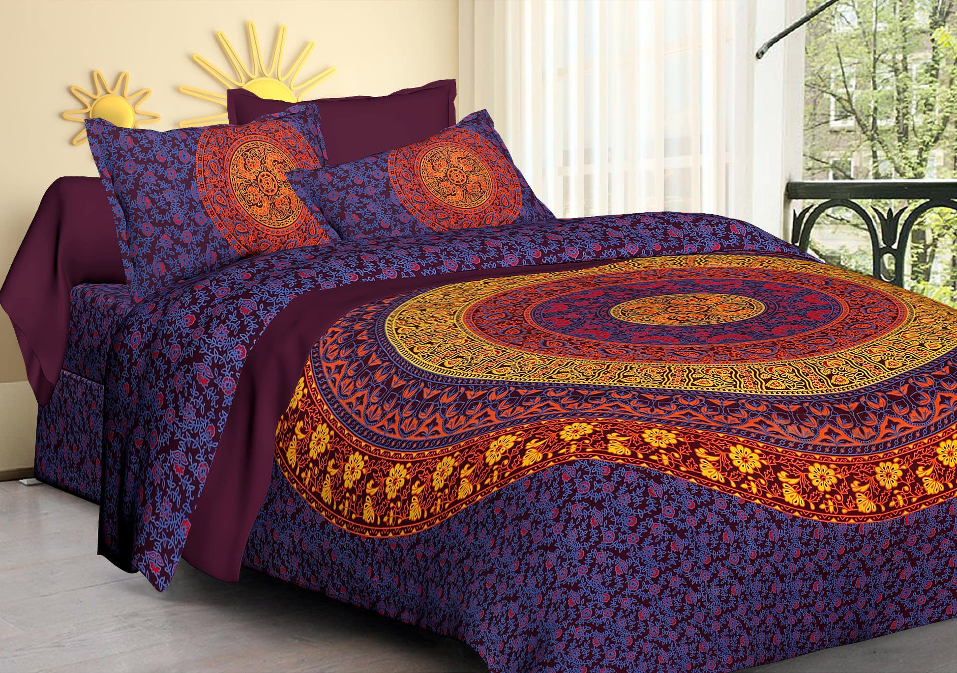 100% Cotton Printed King Bedsheet (Green)