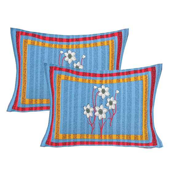 100% Cotton Printed Double Bedsheet (Blue)