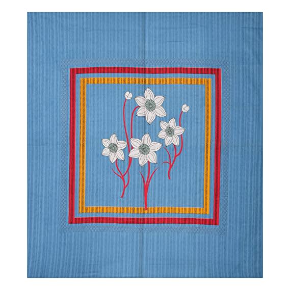 100% Cotton Printed Double Bedsheet (Blue)