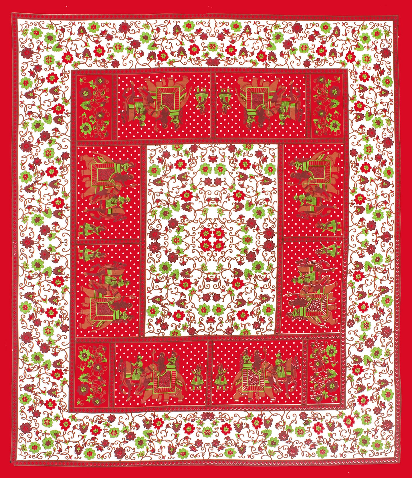 Jaipuri Prints Cotton Double Bedsheet (Red)