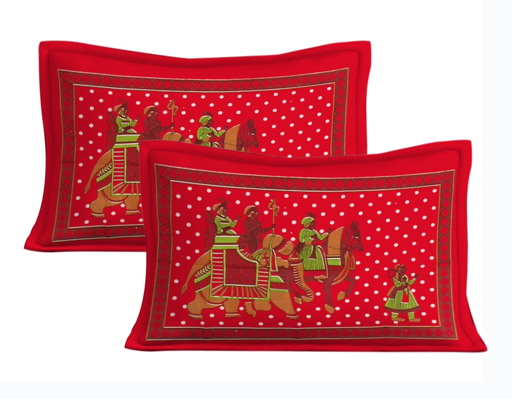 Jaipuri Prints Cotton Double Bedsheet (Red)