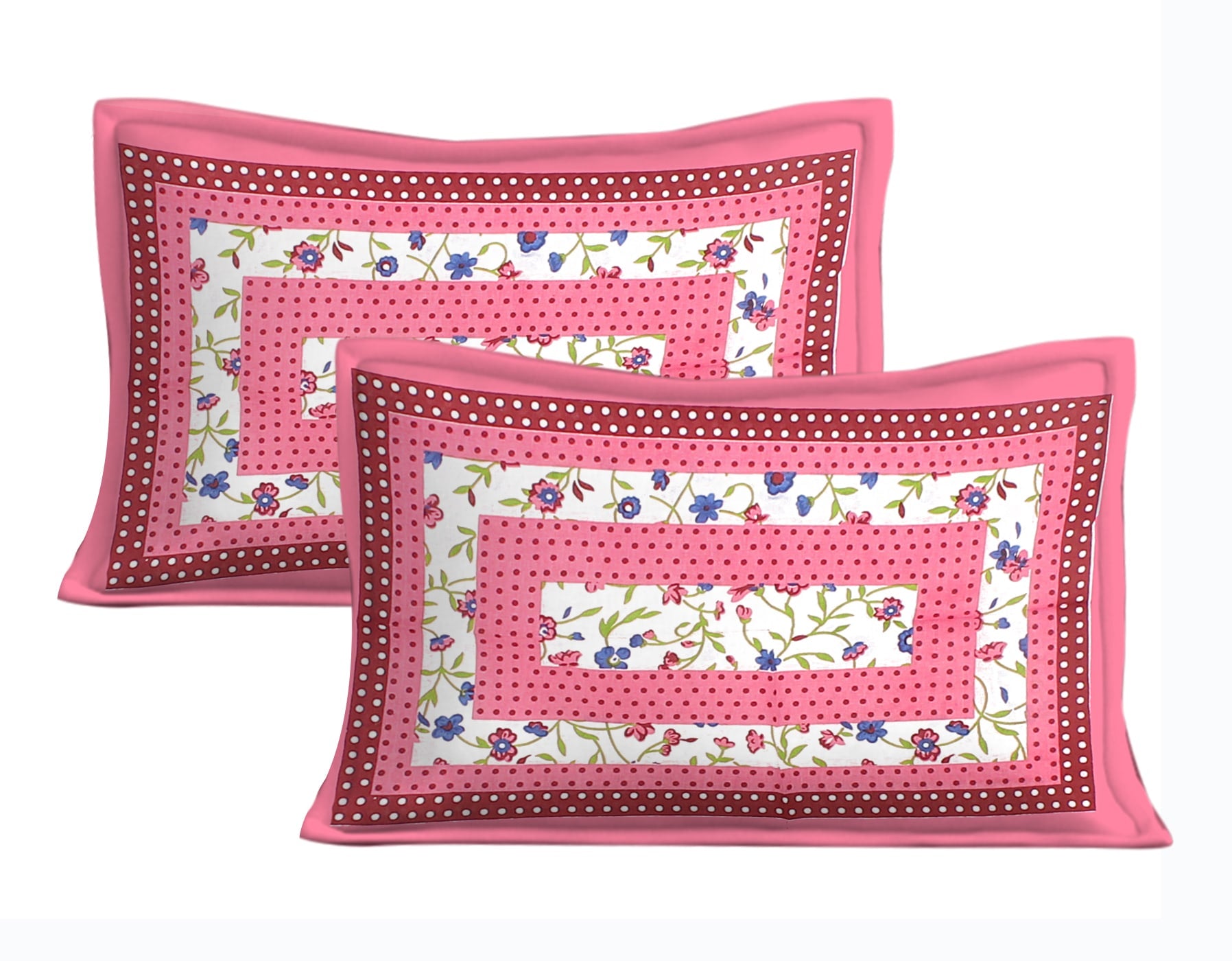 Jaipuri Prints Cotton Double Bedsheet (Pink)