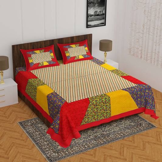 1 Cotton Printed Double Bedsheet (Red)