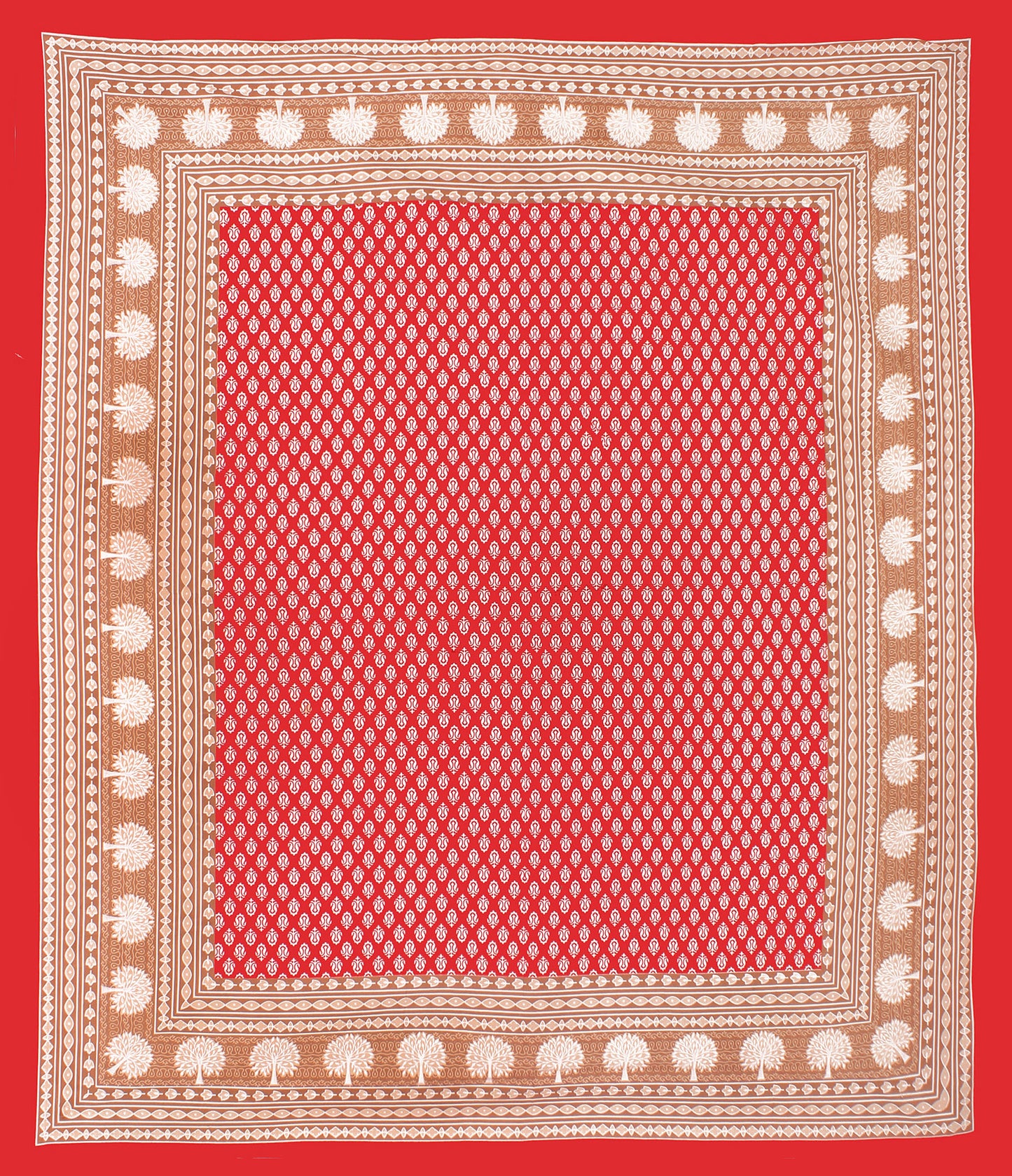 100% Cotton Printed Double Bedsheet (Red)
