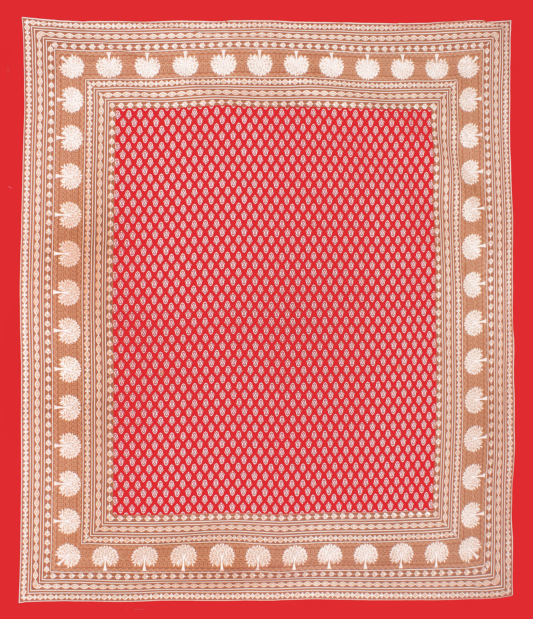 100% Cotton Printed Double Bedsheet (Red)