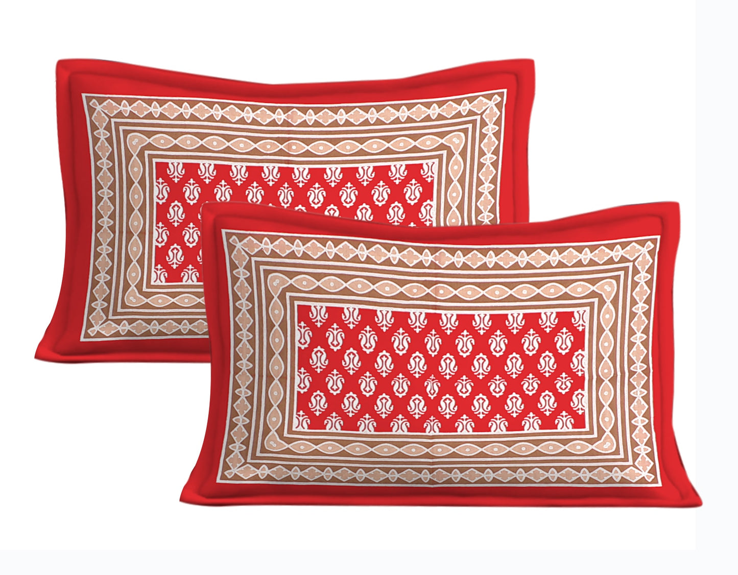100% Cotton Printed Double Bedsheet (Red)