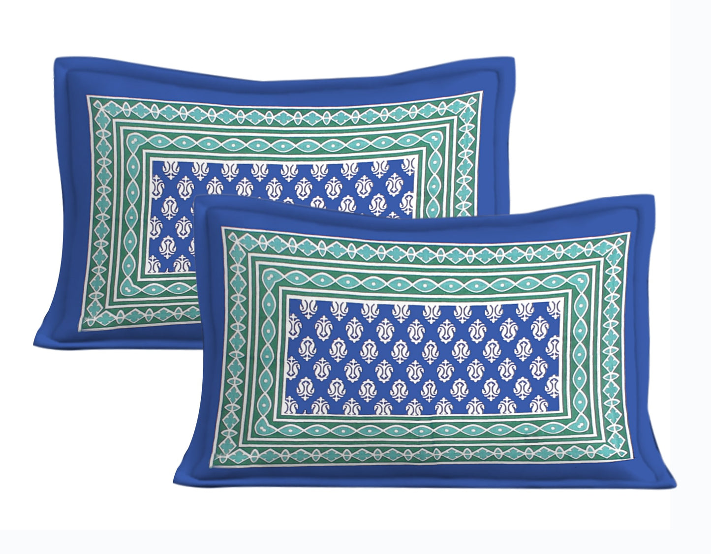 100% Cotton Printed Double Bedsheet (Blue)
