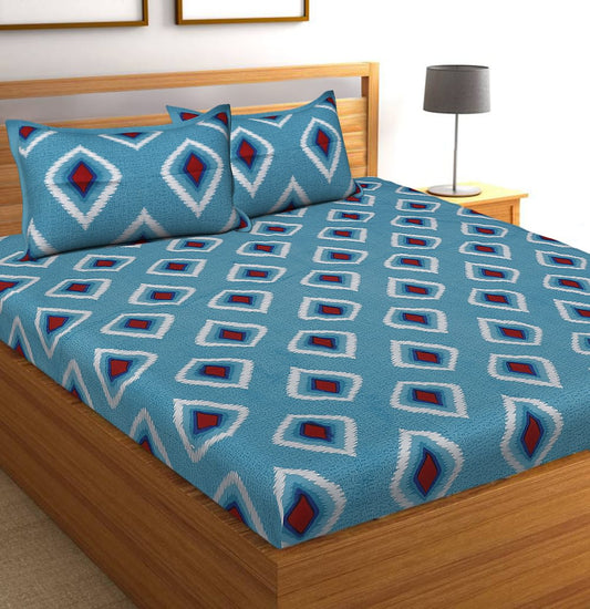 Jaipuri Prints Cotton Double Bedsheet (Green)