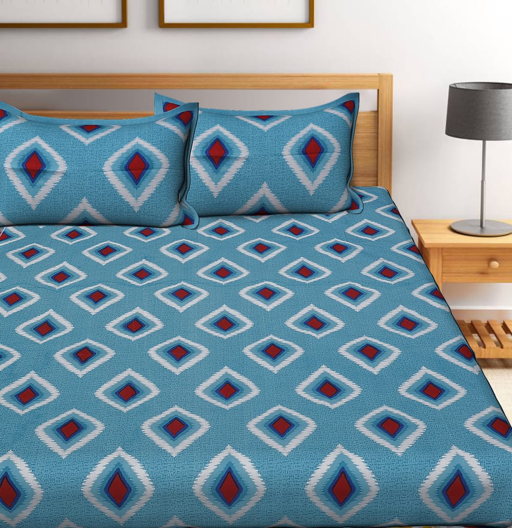 Jaipuri Prints Cotton Double Bedsheet (Green)