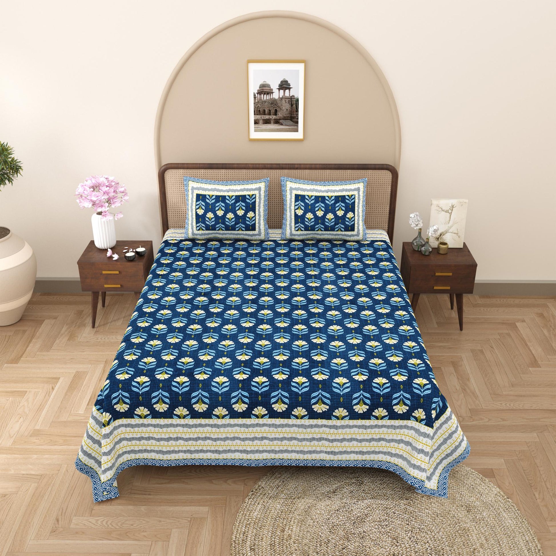 Rajasthan Royal Super Fine Cotton Block Print King Size Bedsheet