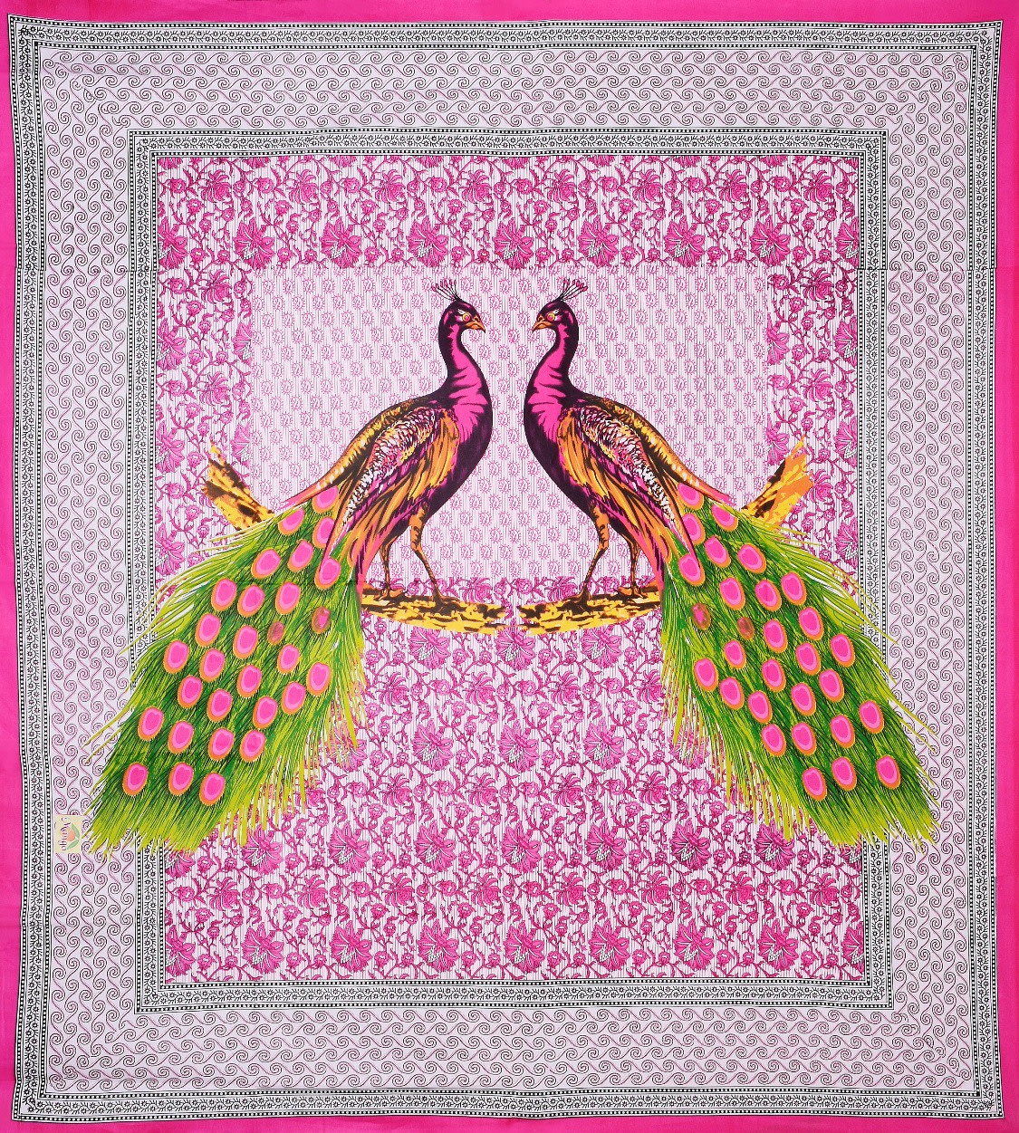 Jaipuri Prints Cotton Double Bedsheet (Pink)