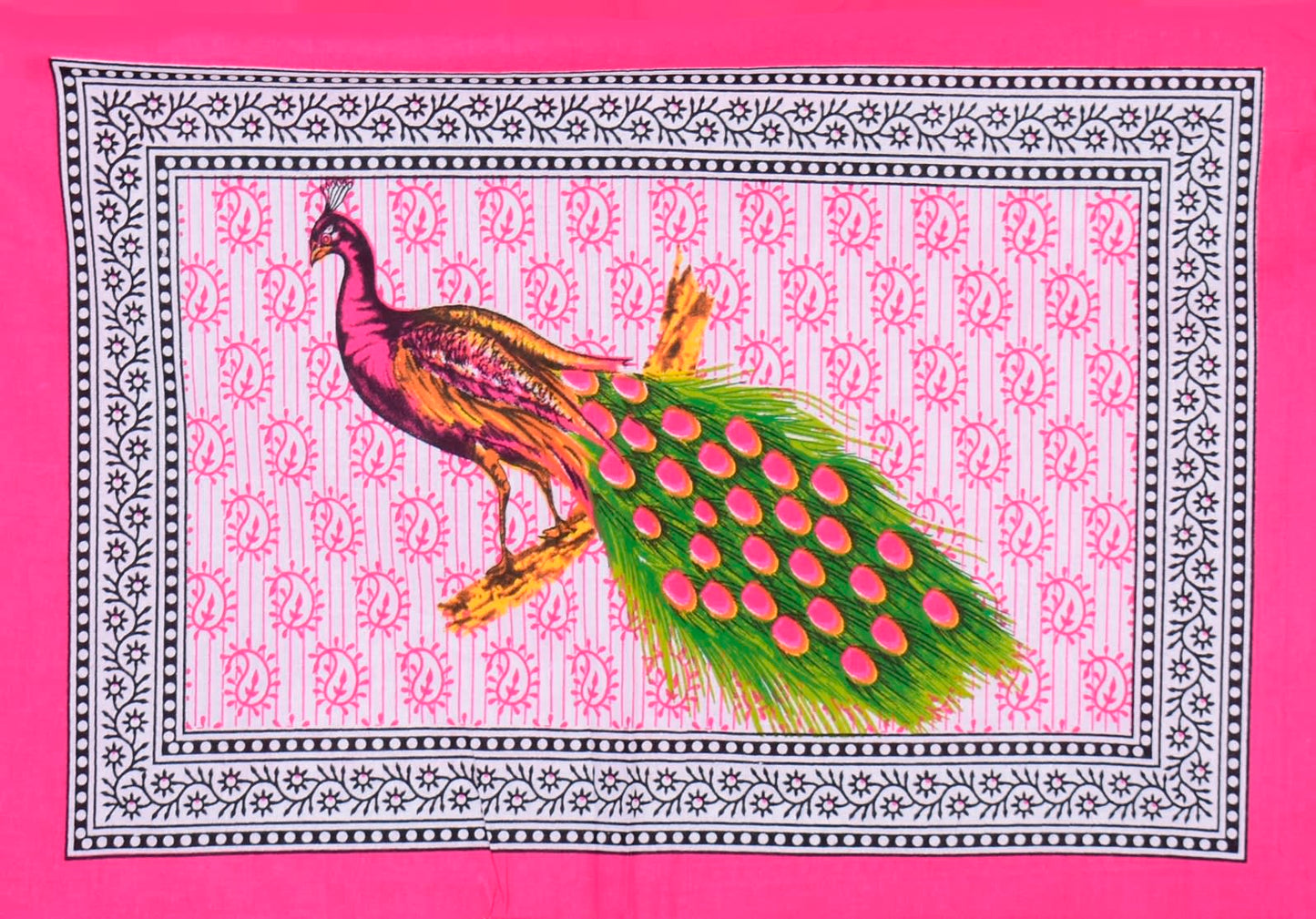 Jaipuri Prints Cotton Double Bedsheet (Pink)