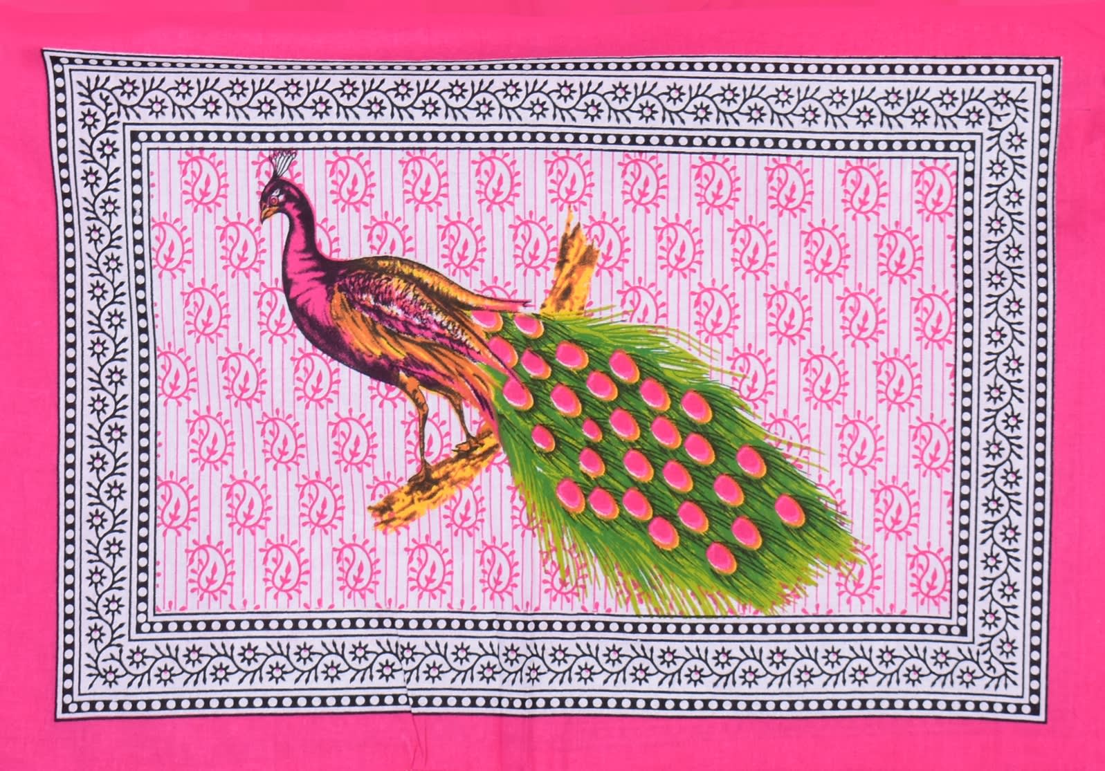 Jaipuri Prints Cotton Double Bedsheet (Pink)