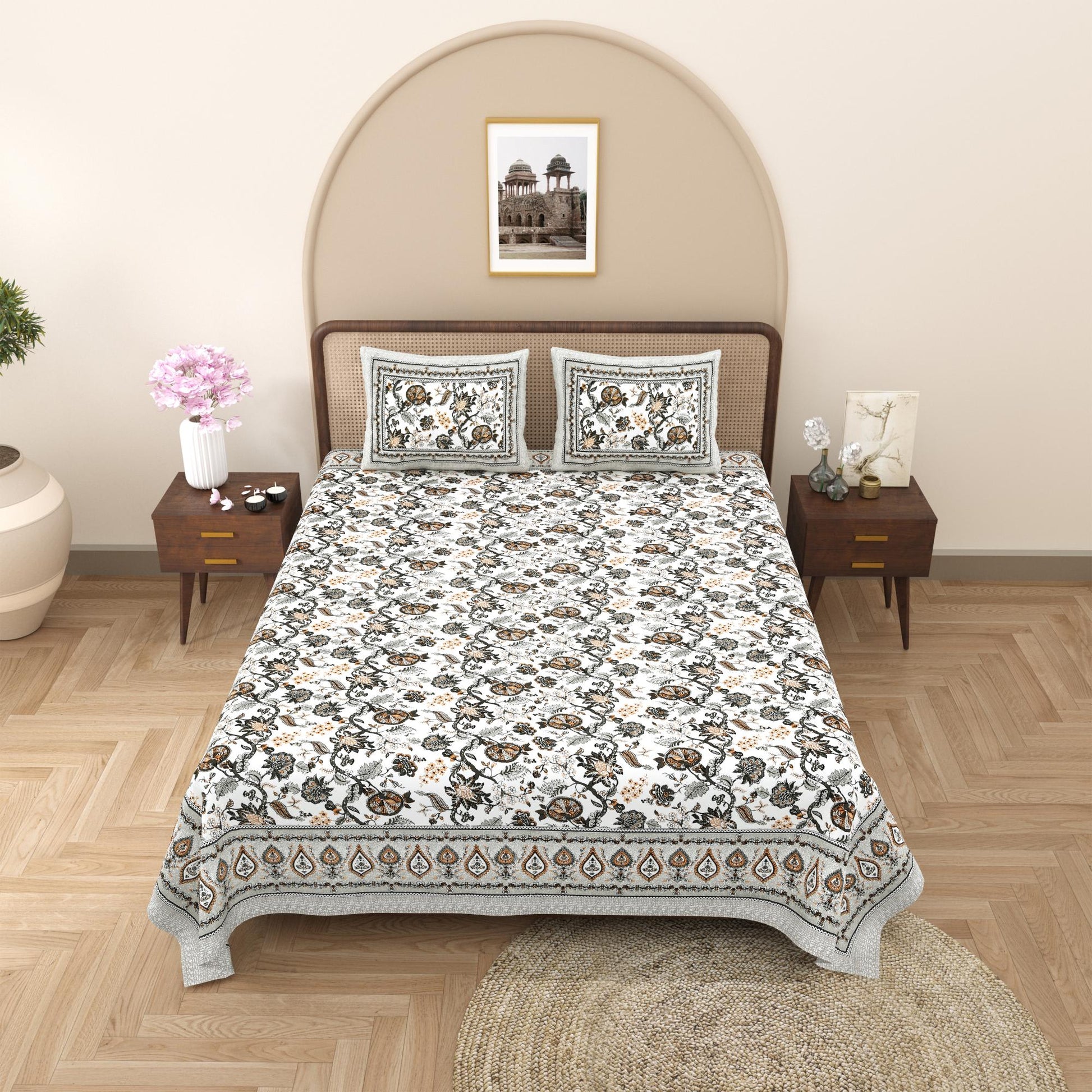 Rajasthan Royal Super Fine Cotton Block Print King Size Bedsheet
