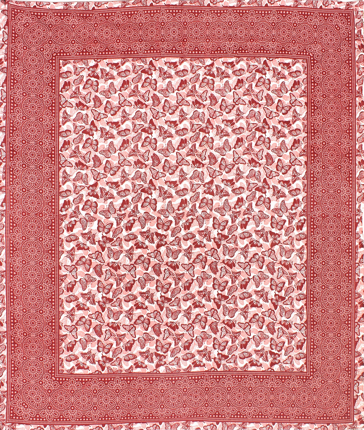 Butterfly  Prints Cotton Double Bedsheet (Pink)