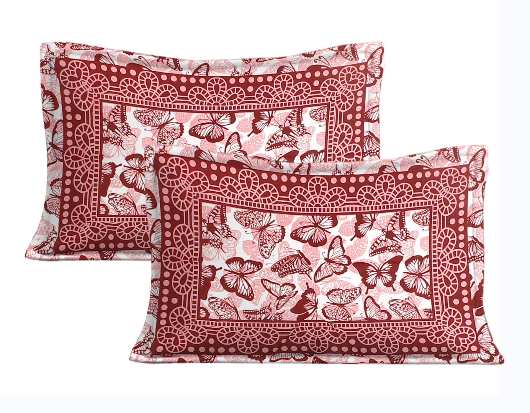 Butterfly  Prints Cotton Double Bedsheet (Pink)