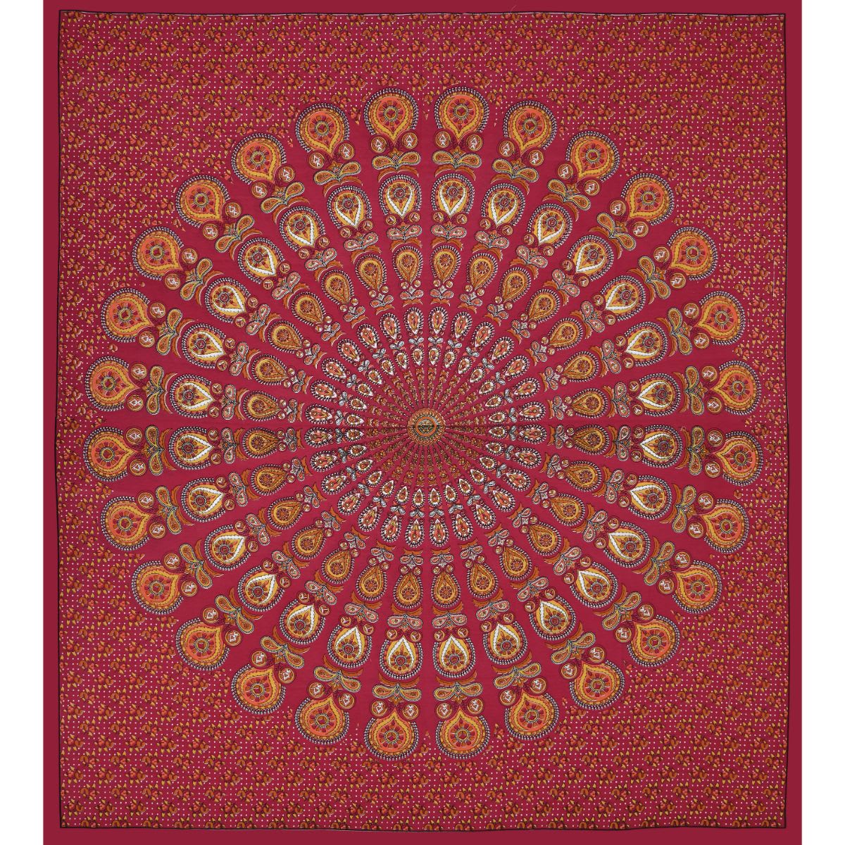 Rajasthani Jaipuri Traditional Double Bed Bedsheet with 2 Pillow Covers - ( Red)