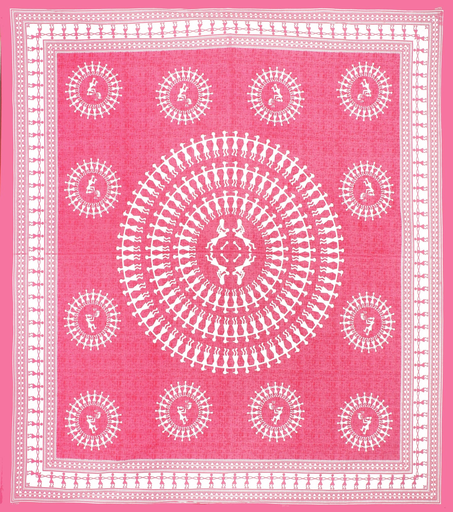 1 Cotton Double Printed Flat Bedsheet (Pack of 1, Pink)